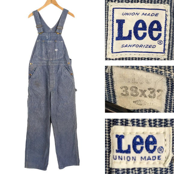 Lee Other - Vintage Lee Bib Overalls Railroad Hickory Stripe 60s Union Sanforized 38 x 32